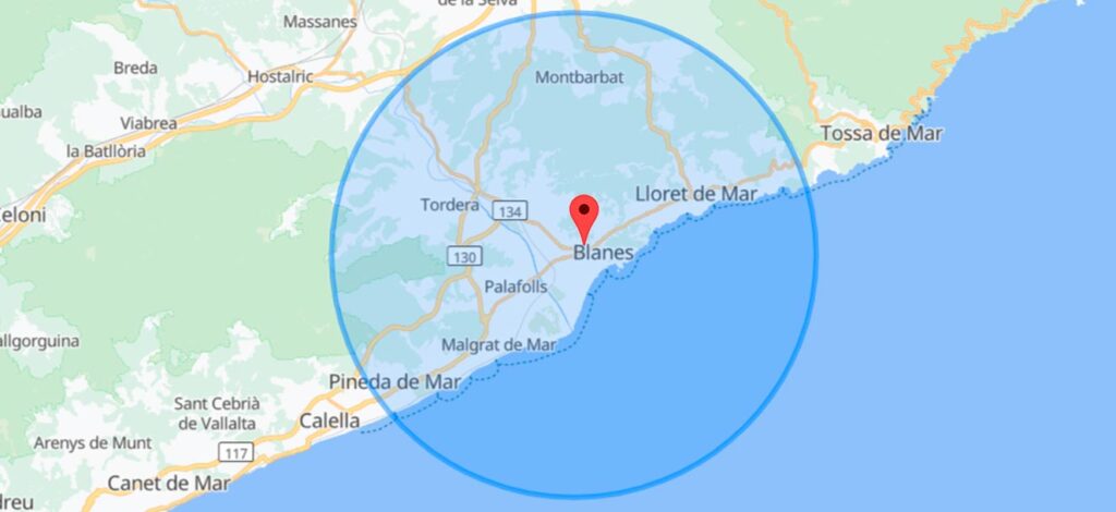 Mapa de cobertura 10 km