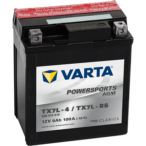 VARTA Powersports AGM TX7L-4 / TX7L-BS – 12 V 6Ah 100A (ETN 506 014 010)