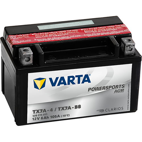 VARTA Powersports AGM TX7A-4 / TX7A-BS – 12 V 6Ah 105A (ETN 506 015 011)