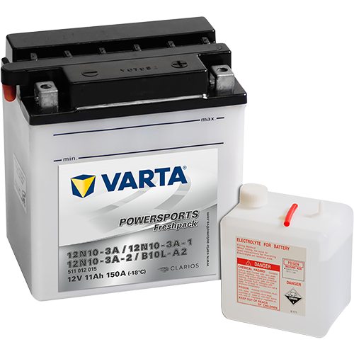 VARTA Powersports Freshpack 12N10-3A / 12N10-3A-1 / 12N10-3A-2 / B10L-A2 – 12 V 11Ah 150A (ETN 511 012 015)