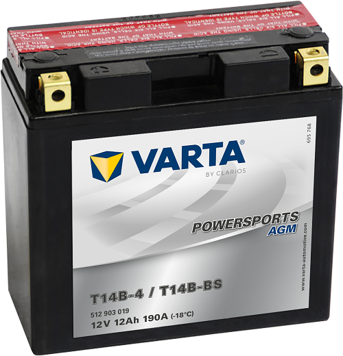 VARTA Powersports AGM TX20L-4 / TX20L-BS – 12 V 12Ah 190A (ETN 512 903 019)